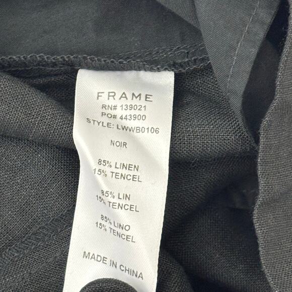 NWT FRAME Black Linen Paperbag Shorts – 5” Inseam, Size Medium - Picture 3 of 3